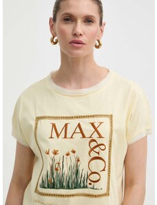 Pamučna majica MAX&Co. x FATMA MOSTAFA za žene, boja: žuta, 2416941018200