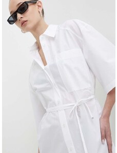 Pamučna košulja HUGO za žene, boja: bijela, relaxed, s klasičnim ovratnikom, 50512828