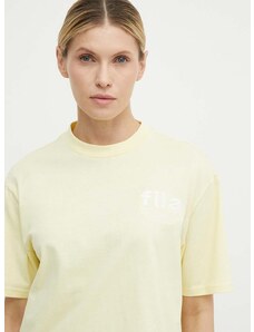 Pamučna majica Fila Linyi za žene, boja: žuta, FAW0764