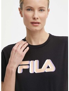 Pamučna majica Fila Londrina za žene, boja: crna, FAW0765