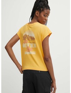 Pamučna majica Napapijri S-Tahi za žene, boja: žuta, NP0A4HOJY1J1