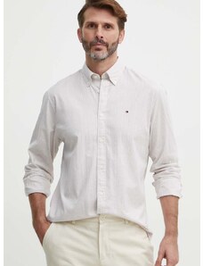Košulja Tommy Hilfiger za muškarce, boja: bež, regular, s button-down ovratnikom, MW0MW30935