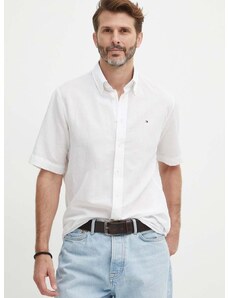 Košulja s dodatkom lana Tommy Hilfiger boja: bijela, regular, s button-down ovratnikom, MW0MW35323