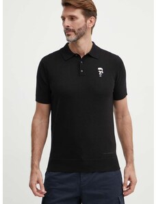 Pamučna polo majica Karl Lagerfeld boja: crna, s aplikacijom, 542398.655006