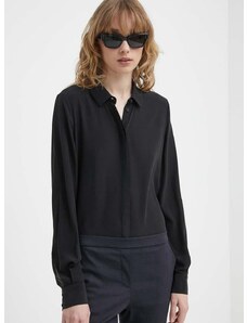 Svilena košulja Bruuns Bazaar boja: crna, regular, s klasičnim ovratnikom