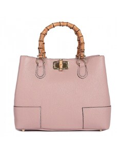 Luksuzna Talijanska torba od prave kože VERA ITALY "Amalfira", boja ružičasta, 28x36cm