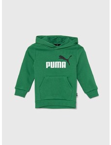 Dječja dukserica Puma boja: zelena, s kapuljačom, s tiskom