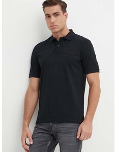 Pamučna polo majica Gant boja: crna, s aplikacijom