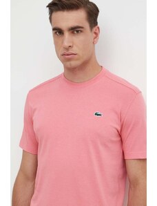 Majica kratkih rukava Lacoste za muškarce, boja: ružičasta, bez uzorka