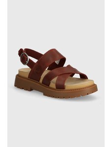 Kožne sandale Timberland Clairemont Way za žene, boja: bordo, s platformom, TB0A637REQ81