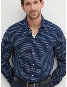 Pamučna košulja Tommy Hilfiger za muškarce, boja: tamno plava, slim, s klasičnim ovratnikom, MW0MW34649