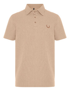 Trendyol Camel Regular/Normal Cut Embroidered Textured Polo Collar T-Shirt