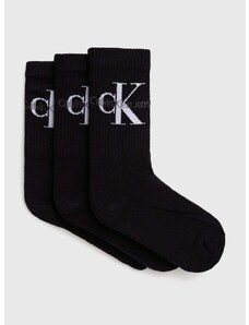 Čarape Calvin Klein Jeans 3-pack za žene, boja: crna, 701220515