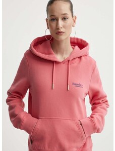 Dukserica Superdry za žene, boja: ružičasta, s kapuljačom, bez uzorka