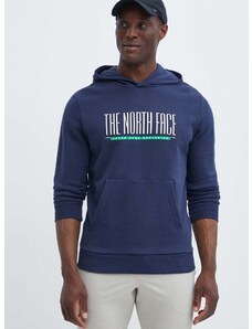 Pamučna dukserica The North Face za muškarce, boja: tamno plava, s kapuljačom, s tiskom, NF0A87E58K21