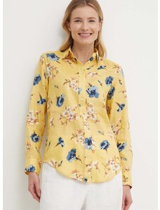 Lanena košulja Lauren Ralph Lauren boja: žuta, regular, s klasičnim ovratnikom, 200938933