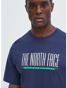 Pamučna majica The North Face za muškarce, boja: tamno plava, s tiskom, NF0A87E78K21