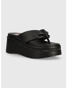 Japanke Tommy Jeans TJW WEDGE SANDAL za žene, boja: crna, s platformom, EN0EN02457
