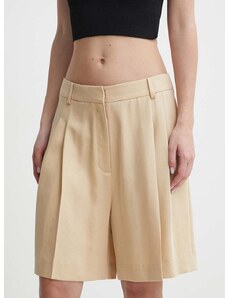 Kratke hlače HUGO za žene, boja: bež, bez uzorka, visoki struk, 50515044