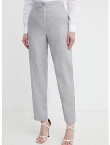 Lanene hlače Armani Exchange boja: siva, ravni kroj, visoki struk, 3DYP12 YN1RZ