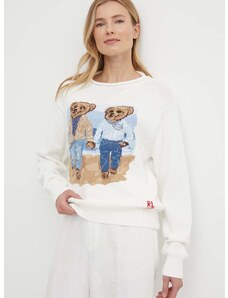 Pamučni pulover Polo Ralph Lauren boja: bijela, lagani, 211935308