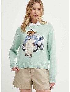 Pamučni pulover Polo Ralph Lauren boja: zelena, 211935309