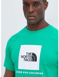 Pamučna majica The North Face za muškarce, boja: zelena, s tiskom, NF0A87NJPO81