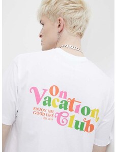 Pamučna majica On Vacation Enjoy boja: bijela, s tiskom, OVC T150