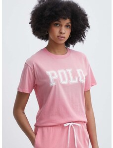 Pamučna majica Polo Ralph Lauren za žene, boja: ružičasta, 211935591