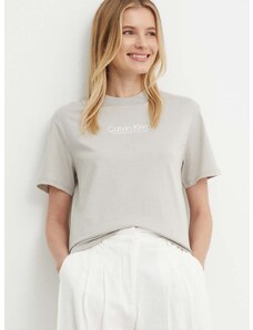 Pamučna majica Calvin Klein za žene, boja: siva, K20K207005