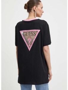 Pamučna majica Guess za žene, boja: crna, W4GI35 JA914
