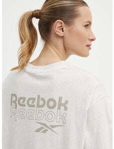 Pamučna majica Reebok za žene, boja: bež, 100075401