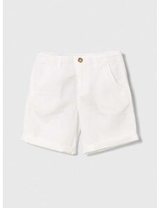 Dječje lanene kratke hlače United Colors of Benetton boja: bijela, podesivi struk