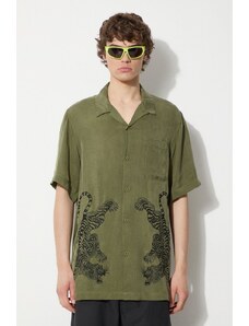 Košulja Maharishi Take Tora za muškarce, boja: zelena, relaxed, 5100.OLIVE