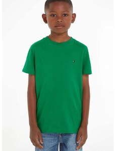 Dječja pamučna majica kratkih rukava Tommy Hilfiger boja: zelena, s tiskom