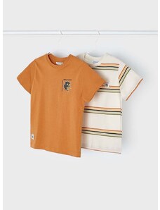 Dječja pamučna majica kratkih rukava Mayoral 2-pack boja: narančasta, s uzorkom