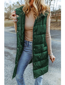 Trgomania Green Hooded Long Quilted Vest Coat