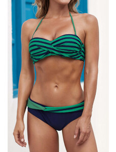 Trgomania Green Halter Bandeau Striped Bikini