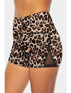 Trgomania Leopard Mesh Cutout Patchwork Swim Shorts