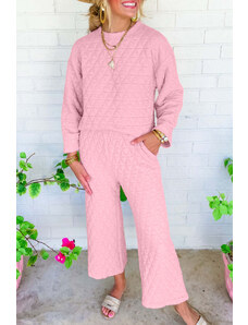 Trgomania Pink Solid Quilted Pullover and Pants Outfit