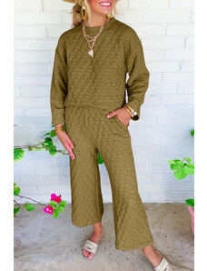 Trgomania Sage Green Solid Quilted Pullover and Pants Outfit