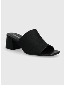 Natikače Calvin Klein HEEL MULE 45 MONOCQ za žene, boja: crna, s debelom potpeticom, HW0HW01936
