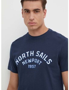 Pamučna majica North Sails za muškarce, boja: tamno plava, s tiskom, 692988