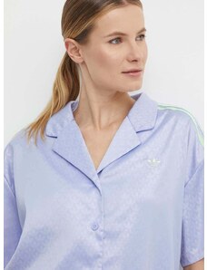 Košulja adidas Originals za žene, boja: ljubičasta, relaxed, s klasičnim ovratnikom, IS3849