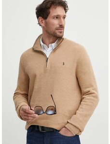 Pamučni pulover Polo Ralph Lauren boja: smeđa, lagani, s poludolčevitom