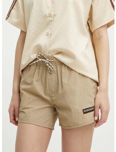 Kratke hlače Napapijri N-Boyd za žene, boja: bež, s aplikacijom, srednje visoki struk, NP0A4HNNN1E1