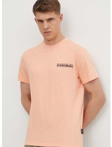 Pamučna majica Napapijri S-Martre za muškarce, boja: ružičasta, s tiskom, NP0A4HQBP1I1