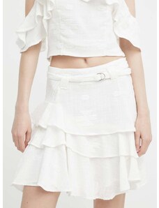 Pamučna suknja IRO boja: bijela, mini, širi se prema dolje