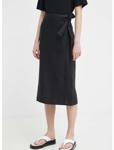 Lanena suknja Marc O'Polo boja: crna, midi, ravna, 404064520219