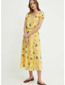 Haljina Lauren Ralph Lauren boja: žuta, midi, širi se prema dolje, 250933504
